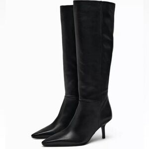 ZARA LEATHER HEELED BOOTS